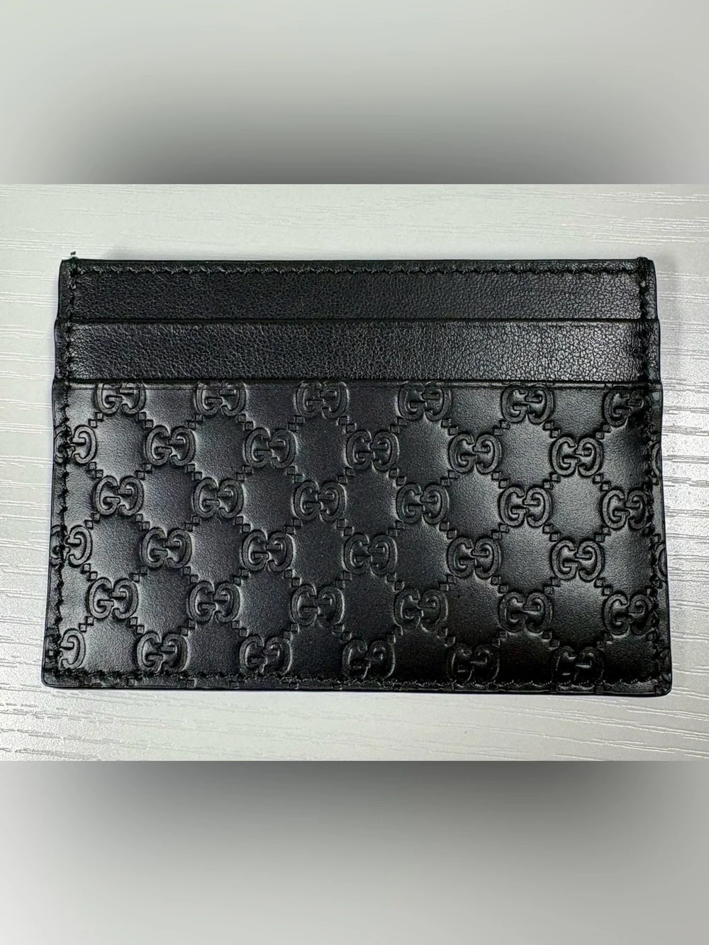 Gucci Microguccissima Card Holder W/COA, Black Leather